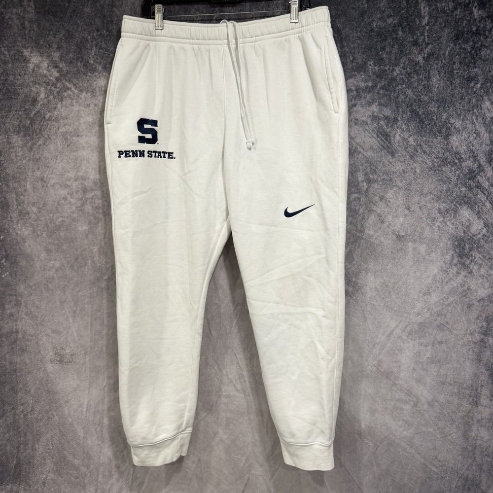 Nike Penn State University Embroidered White Joggers Sweatpants XL Drawstring
